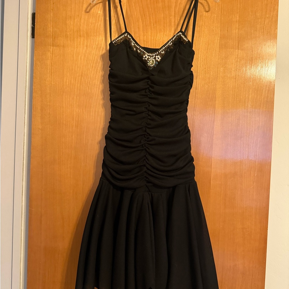 Un Deux Trois Black Ruched Mini Dress